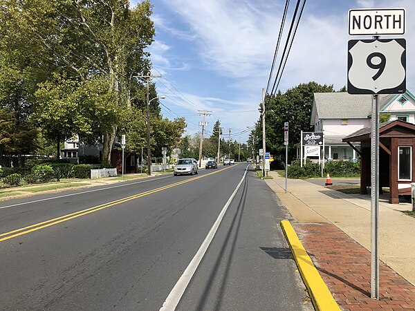 US 9 northbound past its intersection with CR 554 in Barnegat Township