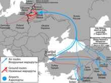 Routes of illegal migration through Belarus during 2021 crisis 2021 Belarus-EU border crisis - general map.png