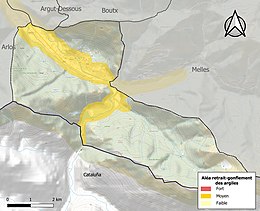 Carte des zones d'aléa retrait-gonflement des sols argileux de Fos.