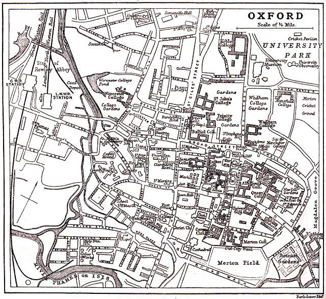 Kaart Oxford ca 1900 met beide namen (linksonder)