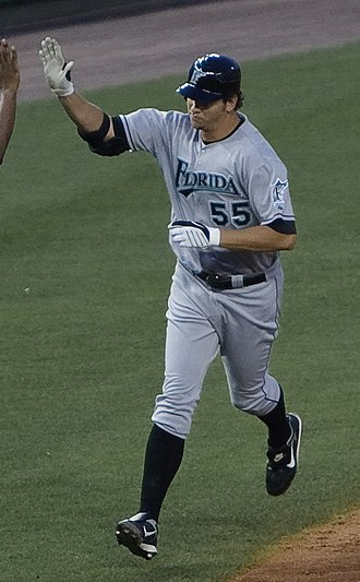 Johnson running bases after hitting a home run for the Florida Marlins in 2009 4TH Josh Johnson.jpg