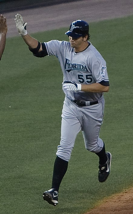 Johnson running bases after hitting a home run for the Florida Marlins in 2009