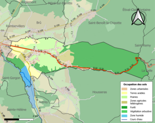 Carte des infrastructures et de l'occupation des sols de la commune en 2018 (CLC).