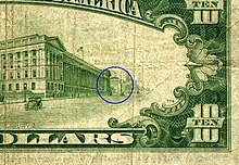 The American Security Bank building appeared on the back of the $10 bill, just beyond and to the right of the Treasury Building. AmericanSecurity on US 10.jpg