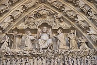 Catedral de Amiens, detalle del tímpano - "Cristo en majestad" (siglo XIII)
