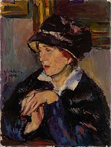 Porträt einer Dame mit dunklem Hut, 1917