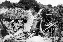 Australian gunners in action on M'Cay's Hill, Gallipoli 19 May 1915 Australian gunners at Anzac.jpg