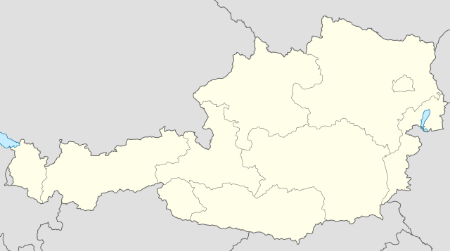 Mapa konturowa Austrii, po prawej znajduje się punkt z opisem „Tattendorf”