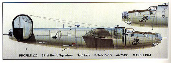 B-24 with SAD SACK noseart