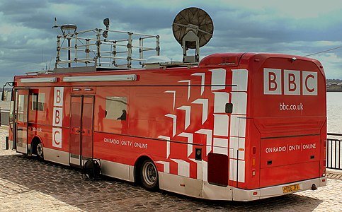 A modified bus being used as an OB vehicle by the BBC