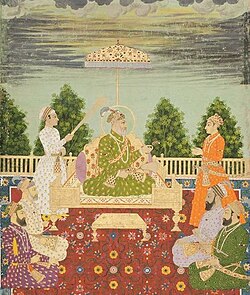 Bahadur Shah I with his four sons clockwise: Azim -ush - Shan, Jahandar Shah, Jahan Shah and Rafi- Ush - Shan