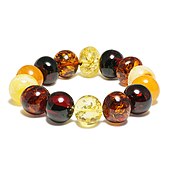 Amber beaded bracelet Baltic amber bracelet with mix of colors.jpg