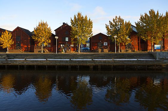 Old barns for goods storing. Oulu, Finland