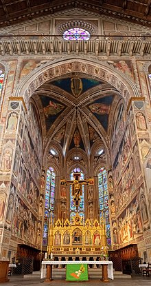 The apse with the fresco cycle by Agnolo Gaddi, the highaltar and the crucifix Basilica de la Santa Cruz, Florencia, Italia, 2022-09-18, DD 96-98 HDR.jpg
