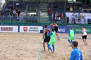 Deutsch: Beachhandball Europameisterschaften 2019 (Beach handball Euro); Tag 3: 4. Juli 2019 – Männer, Platzierungsrunde Gruppe III, Slowenien-Türkei 0:2 (18:18, 22:23) English: Beach handball Euro; Day 3: 4 July 2019 – Men Consolation Round Group III – Slovenia-Turkey 0:2 (18:18, 22:23)