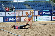 Deutsch: Beachhandball Europameisterschaften 2019 (Beach handball Euro); Tag 5: 6. Juli 2019 – Frauen, Platzierungsspiel für die Ränge 9–12, Deutschland-Polen 2:1 (22:23, 19:16, 7:6) English: Beach handball Euro; Day 5: 6 July 2019 – Placement Match/Cross Match for rank 9–12 Women – Germany-Poland 2:1 (22:23, 19:16, 7:6)