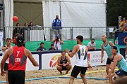 Deutsch: Beachhandball Europameisterschaften 2019 (Beach handball Euro); Tag 6: 7. Juli 2019 – Männerfinale, Dänemark-Norwegen 2:0 (25:18, 19:16) English: Beach handball Euro; Day 6: 7 July 2019 – Men's Final – Denmark-Norway 2:0 (25:18, 19:16)