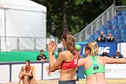 Deutsch: Beachhandball Europameisterschaften 2019 (Beach handball Euro); Tag 2: 3. Juli 2019 – Frauen, Vorrunde Gruppe D, Ukraine-Deutschland 2:0 (23:22, 32:24) English: Beach handball Euro; Day 2: 3 July 2019 – Women Preliminary Round Group D – Ukraine-Germany 2:0 (23:22, 32:24)