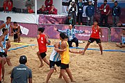 Deutsch: Beachhandball bei den Olympischen Jugendspielen 2018; Tag 5, 10. November 2018; Jungen, Hauptrunde - Thailand-Argentinien 2:1 English: Beach handball at the 2018 Summer Youth Olympics at 11 October 2018 – Boys Main Round – Thailand-Argentina 2:1