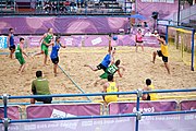 Deutsch: Beachhandball bei den Olympischen Jugendspielen 2018; Tag 6, 12. Oktober 2018; Jungen, Platzierungssspiel Ränge 5-6 – Thailand-Ungarn 0:2 English: Beach handball at the 2018 Summer Youth Olympics at 12 October 2018 – Boy's Placement Match 5-6 – Thailan-Hungary 0:2