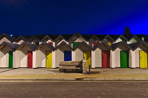 Beach huts in Swanage, England