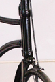 Spoon brake on front wheel of 1886 Swift Safety Bicycle at Coventry Transport Museum
