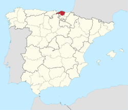 Map of Spain with Biscay highlighted