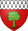 Di rosso, alla quercia sradicata di verde ghiandifera d'oro di nove pezzi; al capo d'armellino (Carquefou, Francia)