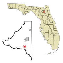 Bradford County Florida Incorporated and Unincorporated areas Hampton Highlighted.svg