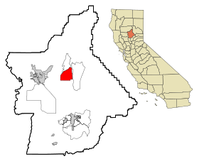 Butte County California Incorporated and Unincorporated areas Paradise Highlighted.svg
