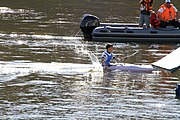 Deutsch: Kanusport bei den Olympischen Jugendspielen 2018; Tag 10, 16. Oktober 2018; Finale Jungen Einer-Kajak-Slalom: Lan Tominc (Slowenien, Gold) - Guan Changheng (China, Silber) - Tom Bouchardon (Frankreich, Bronze) English: Canoeing at the 2018 Summer Youth Olympics at 16 October 2018 – Boys' K1 slalom Gold Medal Race: Lan Tominc (Slovenia, gold) - Guan Changheng (China, silver) - Tom Bouchardon (France, bronze)