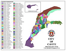 This is a detailed barangay boundary map for the whole City of Cavite.