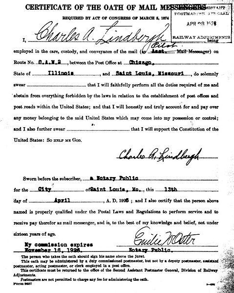 File:CharlesLindbergh PostOfficeOath.jpg