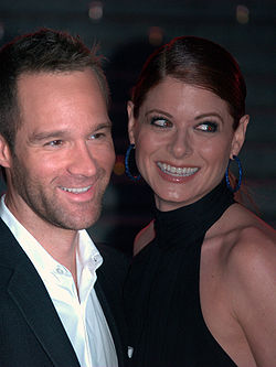 Chris Diamantopoulos and Debra Messing at the 2009 Tribeca Film Festival.jpg