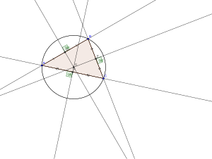 Construction of the circumcircle of triangle ^ABC and the circumcenter Q Circumcenter Construction.svg