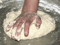 Dough being kneaded