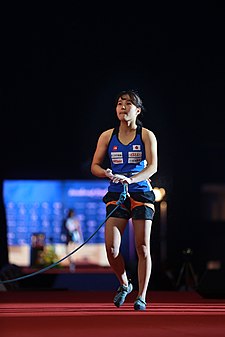 Mei Kotake ve finále MS 2018 v lezení na obtížnost v Innsbrucku