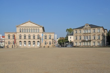 Schlossplatz with Landestheater and Palais Edinburgh