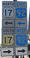 Colored U.S. Highway 17/U.S. Highway 92 shields in Winter Haven, Florida