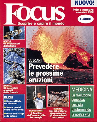 Cover of the first issue of Focus (November 1992) Copertina Focus novembre 1992.jpg