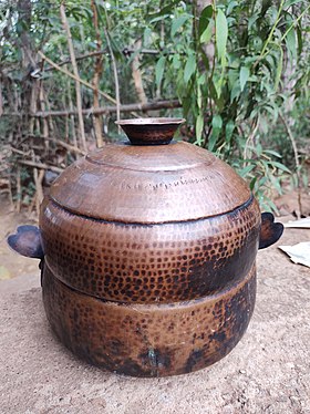 Copper steamer used to steam some traditional Indian cuisine, India