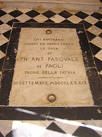 The tomb of Pasquale Paoli in his house of birth