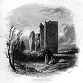 Crookston Castle vignette engraving after G F Sargent, 1849