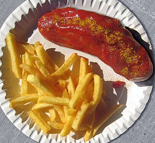 Currywurst Fast food dish of German origin