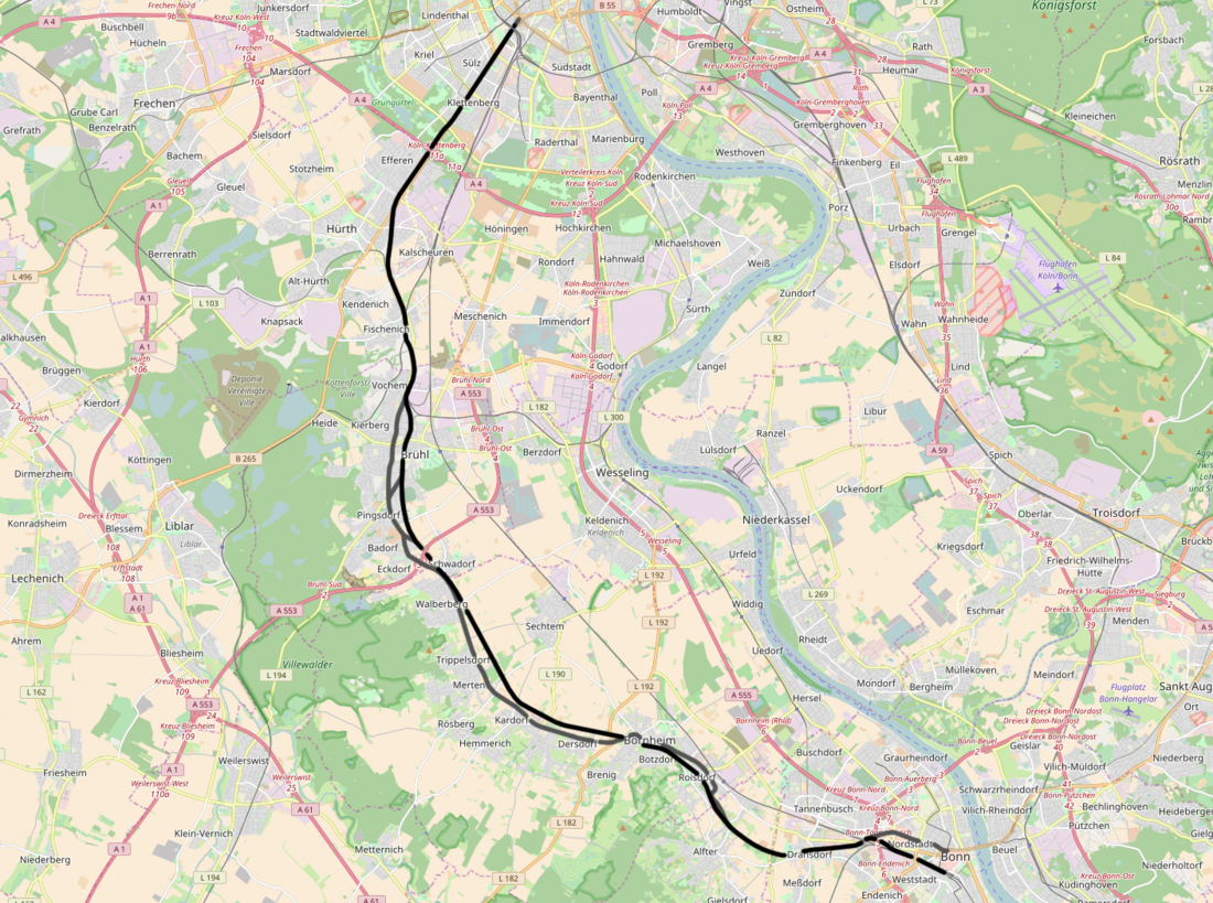 Spoorlijn Köln Barbarossaplatz - Bonn