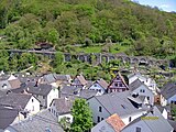 Monument zone city wall Dausenau Ost with leaning tower