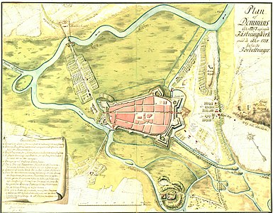 Картa города Деммин в 1758 году