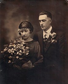 Wedding couple portrait circa 1926. In the early days of wedding photography, usually only several posed portraits of the couple were photographed. Des moines wedding photographers photos 1.jpg