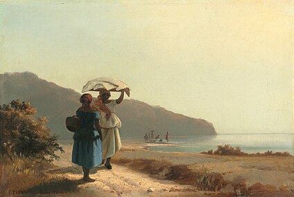 To kvinder taler sammen på stranden i Sankt Thomas, 1856 Deux femmes causant au bord de la mer, Saint Thomas