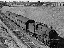 Down stopping train a short distance south of Abbotswood Junction in 1950 Down stopping train near Abbots Wood Junction - geograph.org.uk - 2124204.jpg